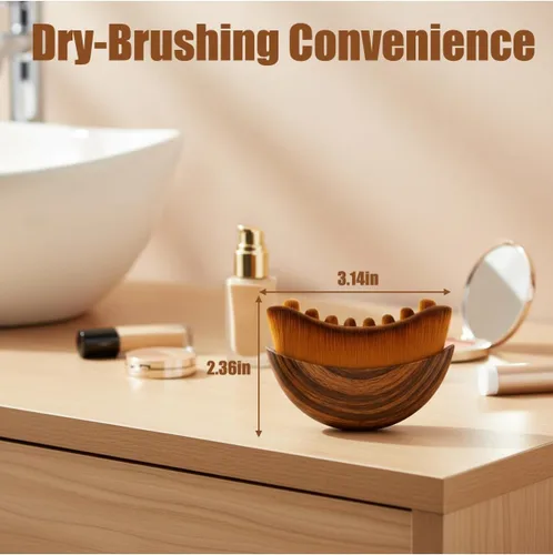 Miniatura 7 de Cepillo facial de contorno linfático, cepillo de drenaje facial linfático, suave, orgánico, reduce la hinchazón, mejora la piel y el resplandor