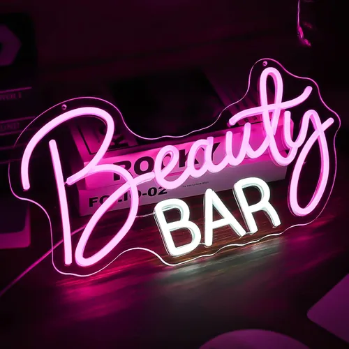Miniatura 4 de Letrero de neón de barra de belleza, luces de neón de luz rosa para decoración de pared, decoración de habitación de maquillaje para niñas, energiza