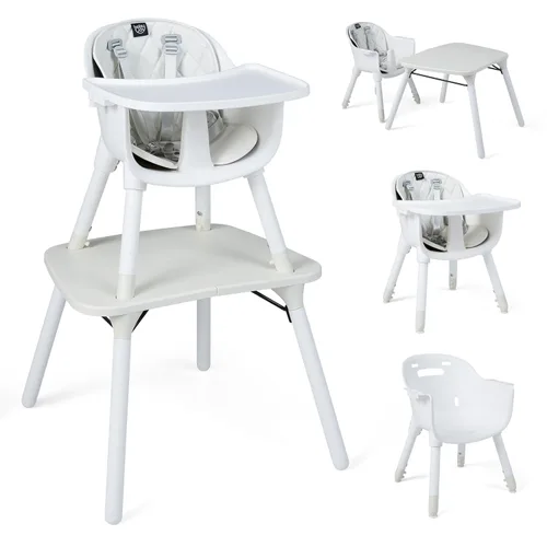 Miniatura 11 de BABY JOY Silla alta, silla alta convertible 5 en 1 para bebés y niños pequeños, asiento elevador, juego de mesa y silla, silla de alimentación Gris