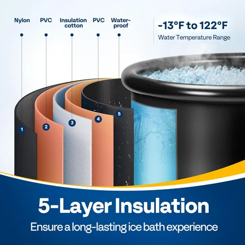 Miniatura 3 de VIVOHOME Bañera de hielo para atletas y amantes del fitness, bañera de inmersión fría portátil de 29.5 pulgadas de diámetro para terapia