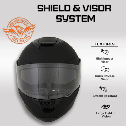 Miniatura 7 de Milwaukee Helmets MPH9835DOT 'Sweeper' - Casco de motocicleta de cara completa para hombres y mujeres, con visera desplegable