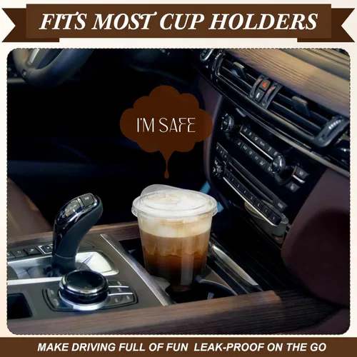 Miniatura 7 de LemonRoad Paquete de 200 vasos de plástico transparente de 12 onzas con tapa para sorber sin pajilla, taza de café helado de plástico desechable