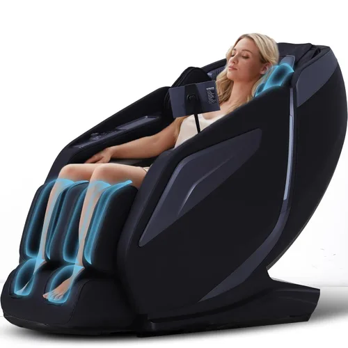 Silla de masaje 4D: Silla de masaje de gravedad cero de cuerpo completo, silla de pista SL de cuerpo completo, color negro