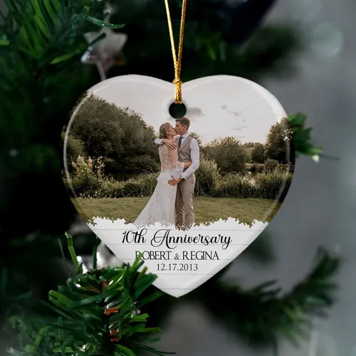 Miniatura 4 de Adorno Colgante de Cerámica con Foto Personalizada, Añade Cualquier Imagen Adorno de Aniversario Regalo para Él Ella Sr. Sra., Foto Personalizada