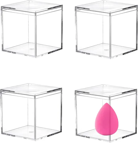 Miniatura 21 de KissYou Caja de Acrílico Grande Cajas de Exhibición Transparentes con Tapa Cubo Cuadrado Transparente Caja de Almacenamiento de Acrílico para Bodas