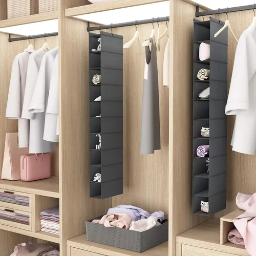 Miniatura 7 de MAX Houser Organizador de Zapatos Colgante de 10 Estantes, Organizador de Almacenamiento de Zapatos para Clóset, Paquete de 2 (Gris)