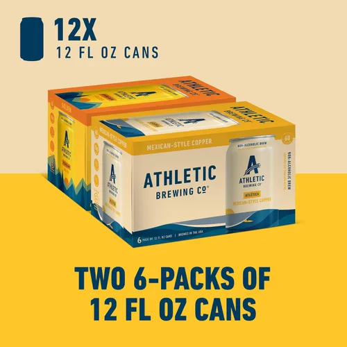 Miniatura 6 de Athletic Brewing Company Cerveza artesanal sin alcohol, dorado vegano y cobre estilo mexicano, cervezas bajas en calorías, 6 Upside Dawn y 6