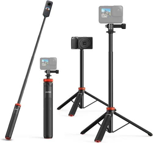 Miniatura 9 de VRIG TP-08 Mini trípode extensible para GoPro Mission 1 Pro, 20.1 pulgadas portátil selfie stick trípode para GoPro Hero 13 12 11 10 9 8 7 6 5 4 3