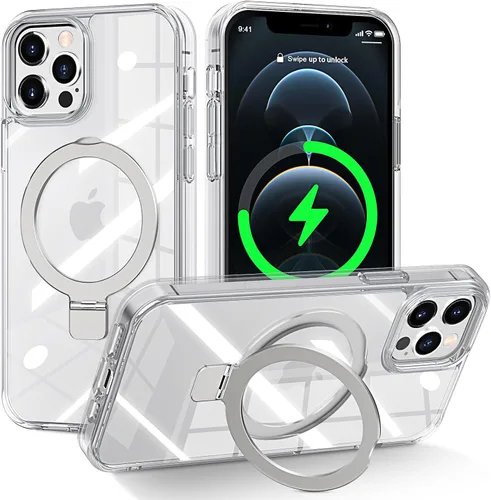 Miniatura 190 de CHAOFEnG Funda magnética compatible con iPhone 11 con soporte, prueba de caídas de grado militar, compatible con imán, anillo translúcido, parte