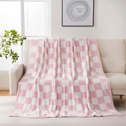 Miniatura 4 de YIRUIO Manta Throw a Cuadros Tablero de Ajedrez Esponjosa Suave Cálida Cómoda Reversible Súper Suave Acogedora para Decoración del Hogar Cama Sofá