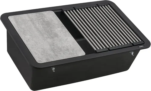 Miniatura 4 de Ruvati Fregadero de cocina de cuarzo compuesto de granito de 30 pulgadas con estación de trabajo, montaje por debajo y acabado negro mate - RVG2310BK