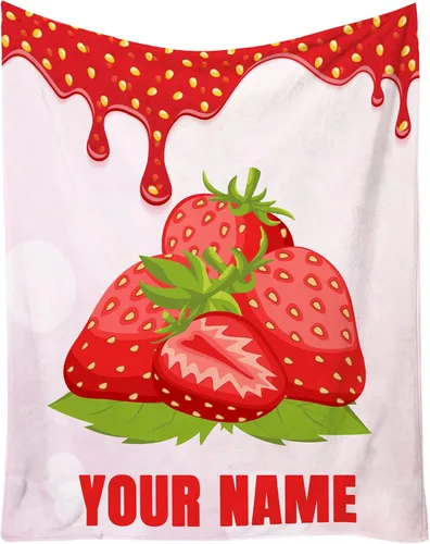 Miniatura 9 de Manta de fresa, 30 x 40 pulgadas, bonita manta de frutas para mujeres y niñas, suave y acogedora, mantas de franela para sofá, cama
