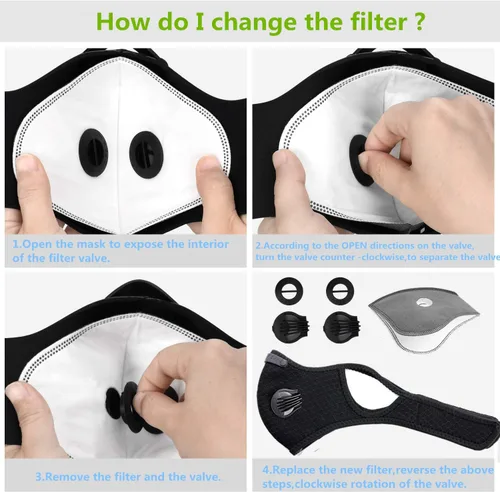Miniatura 7 de Loops - Máscara facial reutilizable contra el polvo con 7 filtros de carbón activado - Para carpintería, construcción, cortar el césped, pintura
