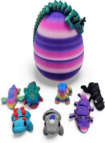 Miniatura 13 de Paquete de 10 minianimales misteriosos, figuras articuladas de animales impresos en 3D, diseños únicos y divertidos, incluye huevo misterioso