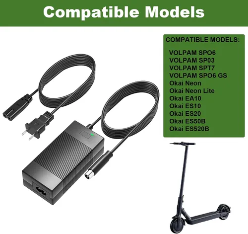 Miniatura 2 de Cargador de 42V 2A para Volpam 36V Batería Compatible con VOLPAM SP06 / SP03 / SP06 GS / SPT7 Cable adaptador de corriente