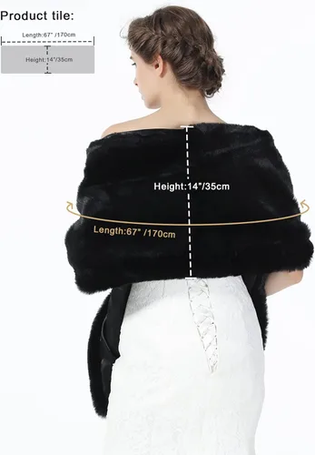 Miniatura 5 de Chal de piel sintética para bodas, mujeres, estola de novia, cubierta de invierno para damas de honor