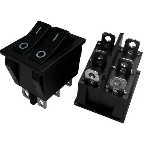 Miniatura 6 de Interruptor basculante DPST On-Off Unilluminated Negro 4 Pin 1.220x0.984 in Rectangular Snap-in Interruptor de alimentación de palanca