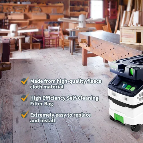 Miniatura 6 de POWERTEC 500438 Bolsa de filtro para Festool CT SYS 5PK, para Festool CT SYS, extractor de polvo CTC SYS, bolsas de vacío de repuesto, bolsas