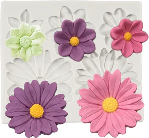 Molde de silicona con diseño de flores de margarita, crisantemo, para decoración de pasteles, chocolate, cupcakes, caramelo, azúcar, manualidades,