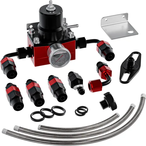 Miniatura 9 de Kit regulador de presión de combustible EFI con retorno de derivación 0-100 psi, medidor de presión, conectores de manguera de línea de combustible