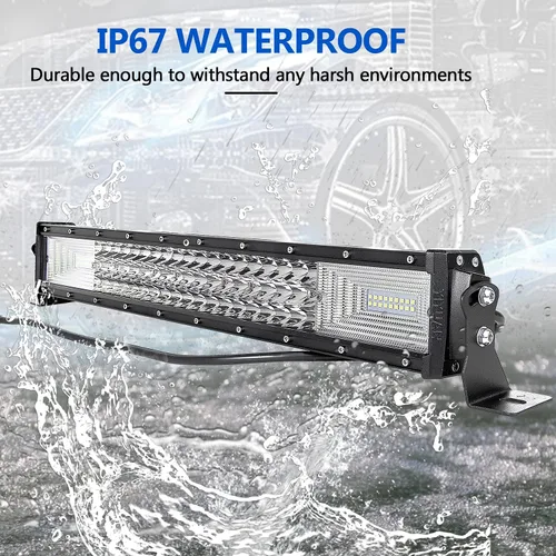 Miniatura 8 de SKYWORLD 22 pulgadas 270 W triple fila 7D LED barra de luz de trabajo Spot Flood Combo Beam DC 12V-24V 6000K impermeable vehículos todoterreno 4x4