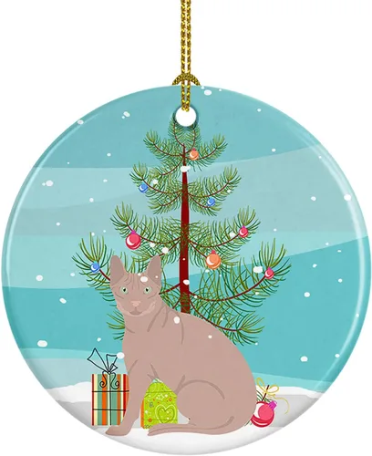 Miniatura 62 de Caroline's Treasures Adorno de cerámica con texto en inglés "Merry Christmas" para colgar en el árbol de Navidad, decoración para el hogar, Navidad