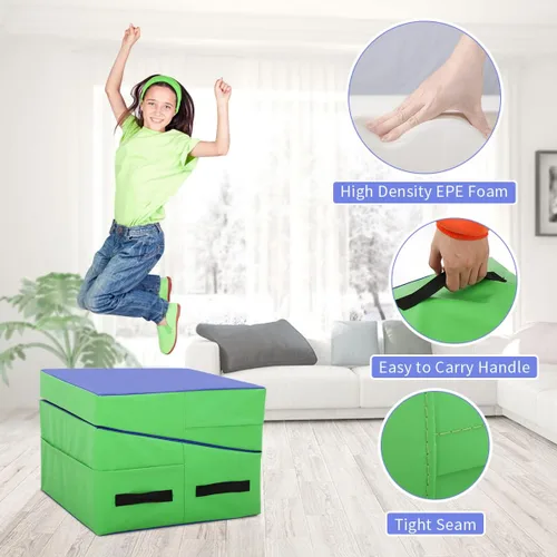 Miniatura 3 de BLKMTY Colchoneta de gimnasia inclinada de 48 x 24 pulgadas, tapete plegable con cuña de queso para niños, tapete de yoga para interiores