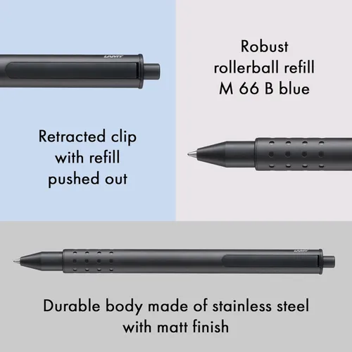 Miniatura 3 de LAMY L331 - Bolígrafo roller, a base de agua, Swift, negro, importado genuino Negro mate