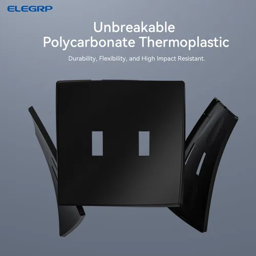Miniatura 3 de ELEGRP Placas de pared de palanca de 2 segmentos sin tornillos, cubierta frontal termoplástica irrompible de tamaño mediano para interruptor de Mate