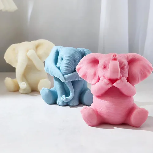 Miniatura 5 de Molde de fundición de resina animal elefante - Molde de silicona 3D para fabricación de velas y decoración del hogar Emr-Elephant-Cover-Mouth