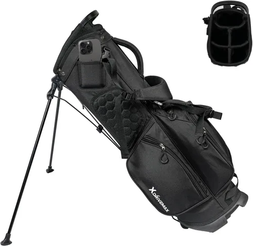 Bolsa de golf con soporte, bolsa de golf ligera con divisores superiores de 8 vías, bolsa de golf para hombres y mujeres con correa dual ajustable,