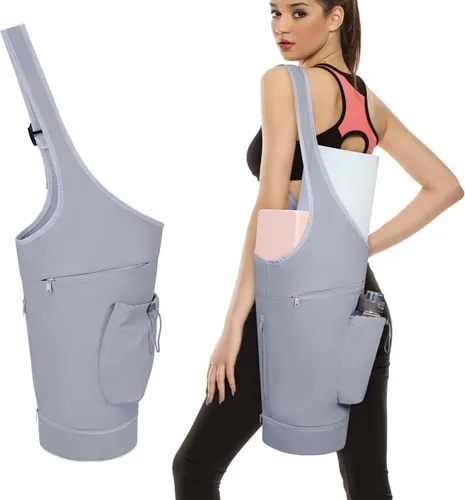 Bolsa para esterilla de yoga sportsnew, bolsa de transporte larga con abertura grande, con bolsillo impermeable para artículos mojados y bolsillo