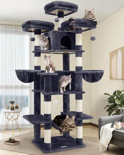 Miniatura 9 de Globlazer Torre grande para gatos de interior, torre para gatos de 80 pulgadas para múltiples gatos adultos, árbol XXL para gatos con poste