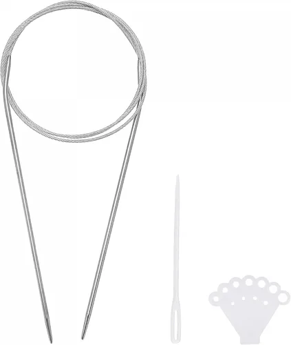 Miniatura 8 de uxcell Kit de agujas de tejer circulares, 39.37 pulgadas de largo, 0.063 in de diámetro, aguja de suéter redonda de acero inoxidable para proyectos