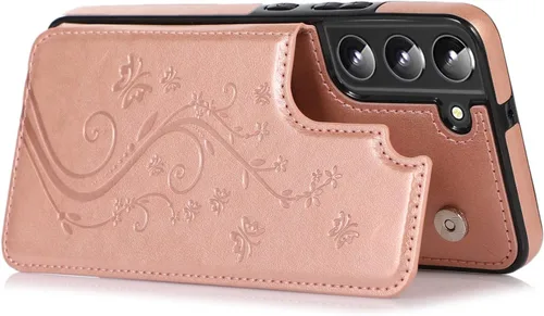 Miniatura 6 de Asuwish Glaxay S22 - Funda para Samsung Galaxy S22 5G con protector de pantalla de vidrio templado, soporte de cuero con tarjetero y doble cierre