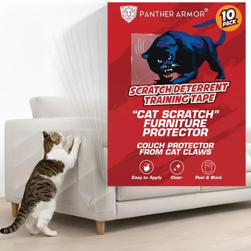 Miniatura 8 de Paquete de 8 láminas de cinta protectora de muebles contra arañazos de gatos – Adhesivo de doble cara para entrenamiento (4 XL, 4 grandes)