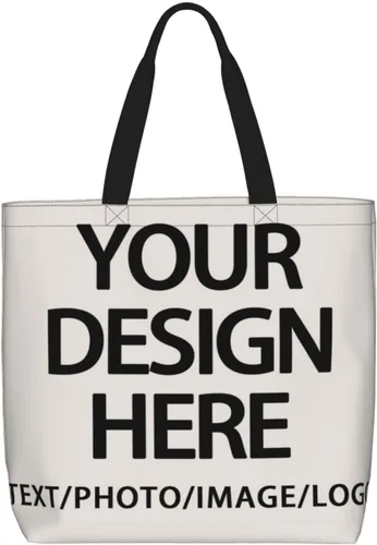 Miniatura 8 de Bolsa de mano personalizada, diseña tu propio texto/foto/logotipo impreso, bolso de hombro personalizado de gran capacidad para hombres/mujeres