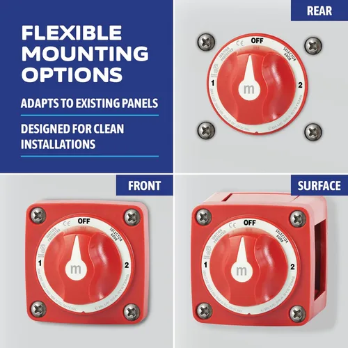 Miniatura 4 de Blue Sea Systems 19,711.3 ft-Series Interruptor de batería Selector de 3 posiciones, rojo