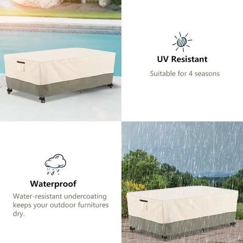 Miniatura 6 de Bitubi Funda para Mesa de Patio Rectangular/Ovalada de 60 Pulgadas, Funda para Mesa de Comedor Exterior Resistente e Impermeable para Invierno