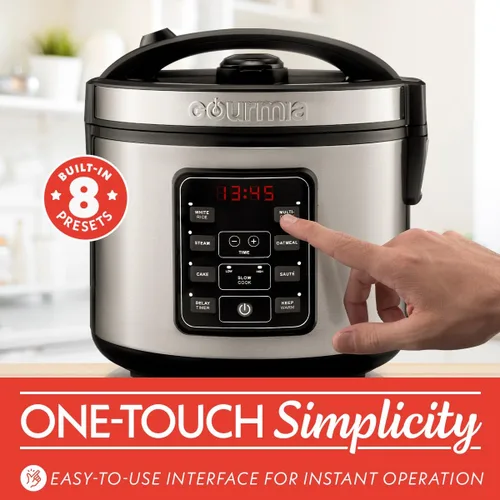 Miniatura 8 de Arrocera Gourmia – Capacidad de 3 Qt, 12 tazas cocidas, 6 tazas sin cocinar, controles digitales, cocedor de granos y vaporera, cesta de vapor