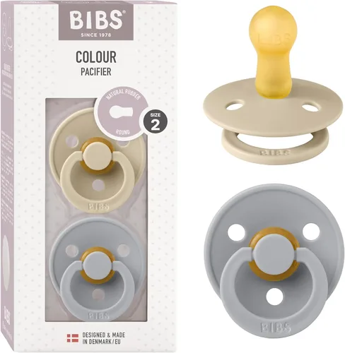 Miniatura 56 de BIBS - Paquete de 2 chupetes Bibs Colour, calmante, libre de bisfenol A, punta redonda, látex de goma natural Noche de vainilla
