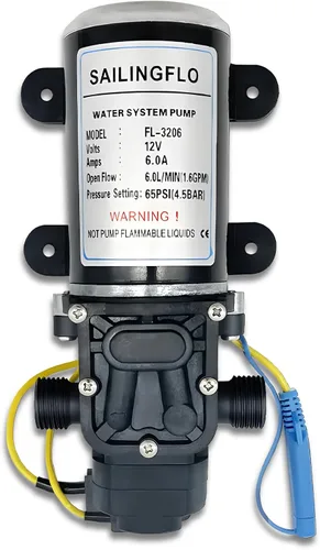 Miniatura 8 de Juego de bomba de agua de lavado de yate, bomba de diafragma de presión de agua eléctrica de 12 voltios 70 PSI 22.5L/Min 5.5 GPM 5 cámaras