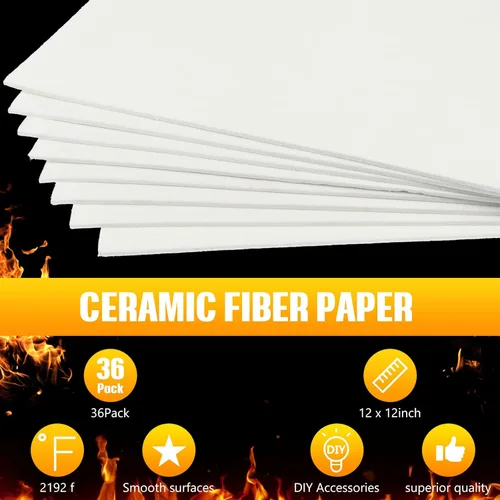 Miniatura 4 de Ctosree 36 juntas de aislamiento de papel de fibra de cerámica o revestimiento para horno, papel de horno blanco de alta temperatura, papel