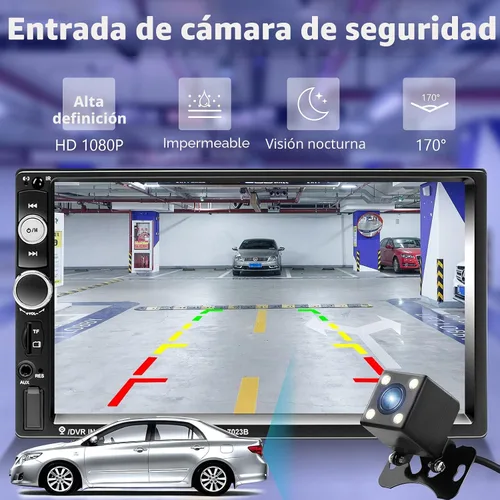 Miniatura 5 de Podofo - Estéreo de auto de doble DIN con radio, pantalla táctil Bluetooth de 7 pulgadas manos libres, Mirror Link, USB, SD, FM, receptor de audio