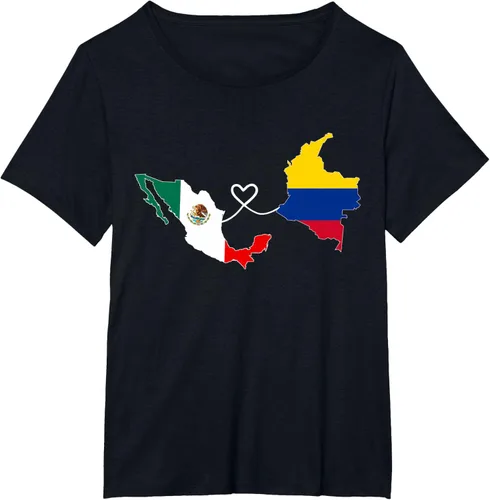 Miniatura 32 de Camiseta Half Colombian Half Mexican Flag Map DNA Mexico Colombia