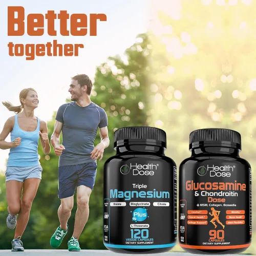 Miniatura 5 de Health Dose Triple Magnesium Complex 1000 mg Mezcla de L-treonato, bisglicinato, citrato y malato Apoyo para la relajación muscular, el sueño
