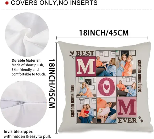 Miniatura 3 de Custom Single Image Pillow Case with Personalized Text Designed for Home Decoration and offering Gift Charm for Family Celebrations or Holidays