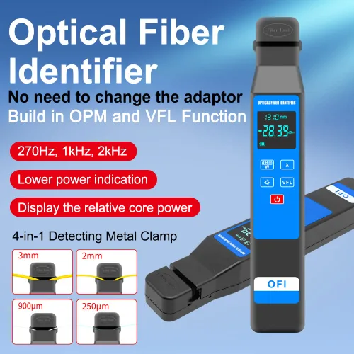 Miniatura 2 de Identificador de fibra óptica en vivo con respuesta de onda 800-1700nm, VFL incorporado y funciones de medidor de potencia óptica OPM, herramienta