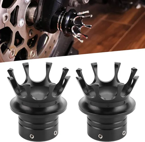Miniatura 3 de Tapas de eje delantero para motocicleta CNC aleación de aluminio ajuste de precisión diseño de corona (negro) - 2 piezas