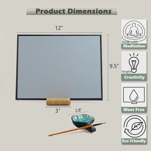 Miniatura 5 de AOVOA Zen Buddha - Tabla de pintura al agua con guía de dibujo y respiración, juego de arte relajante de dibujo de agua con pinceles y plantillas